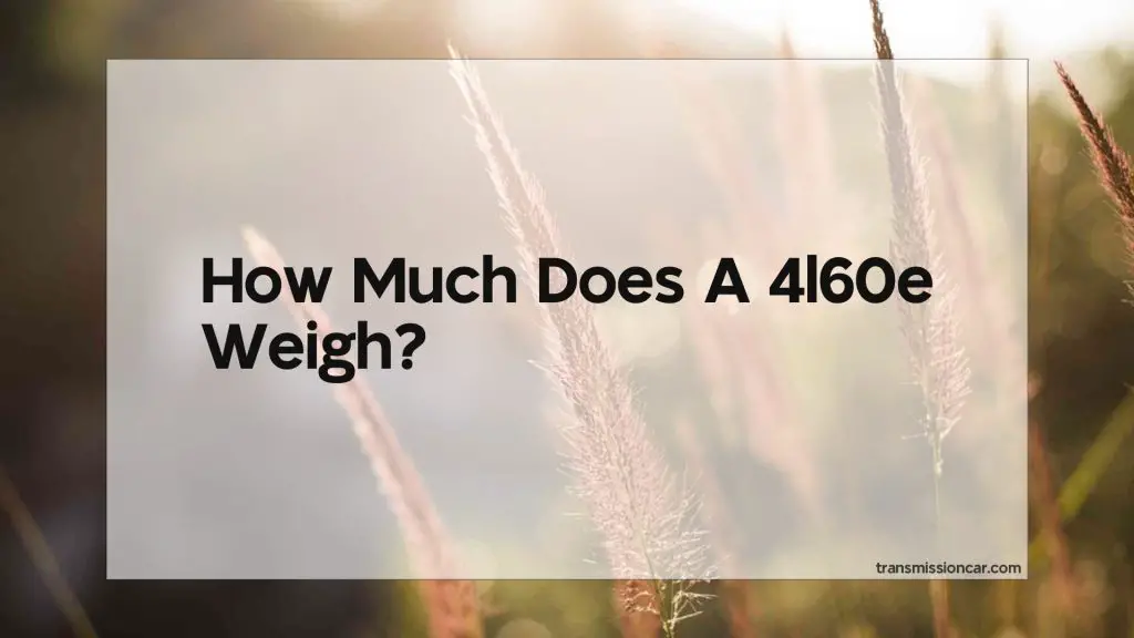 How Much Does A 4L60E Weigh Car Transmission Guide