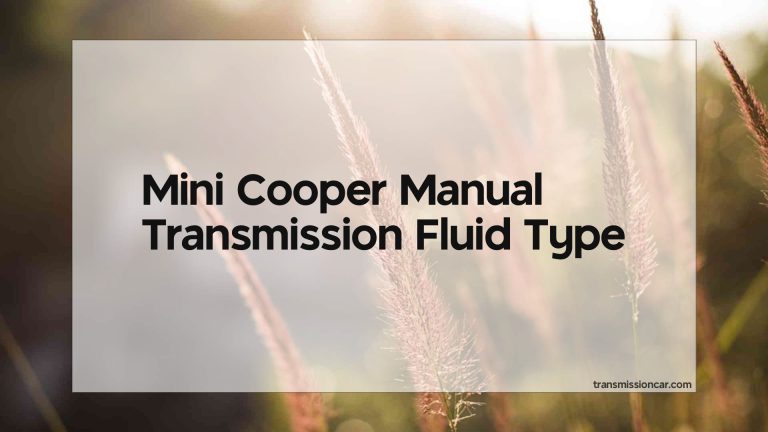 Mini Cooper Manual Transmission Fluid Type