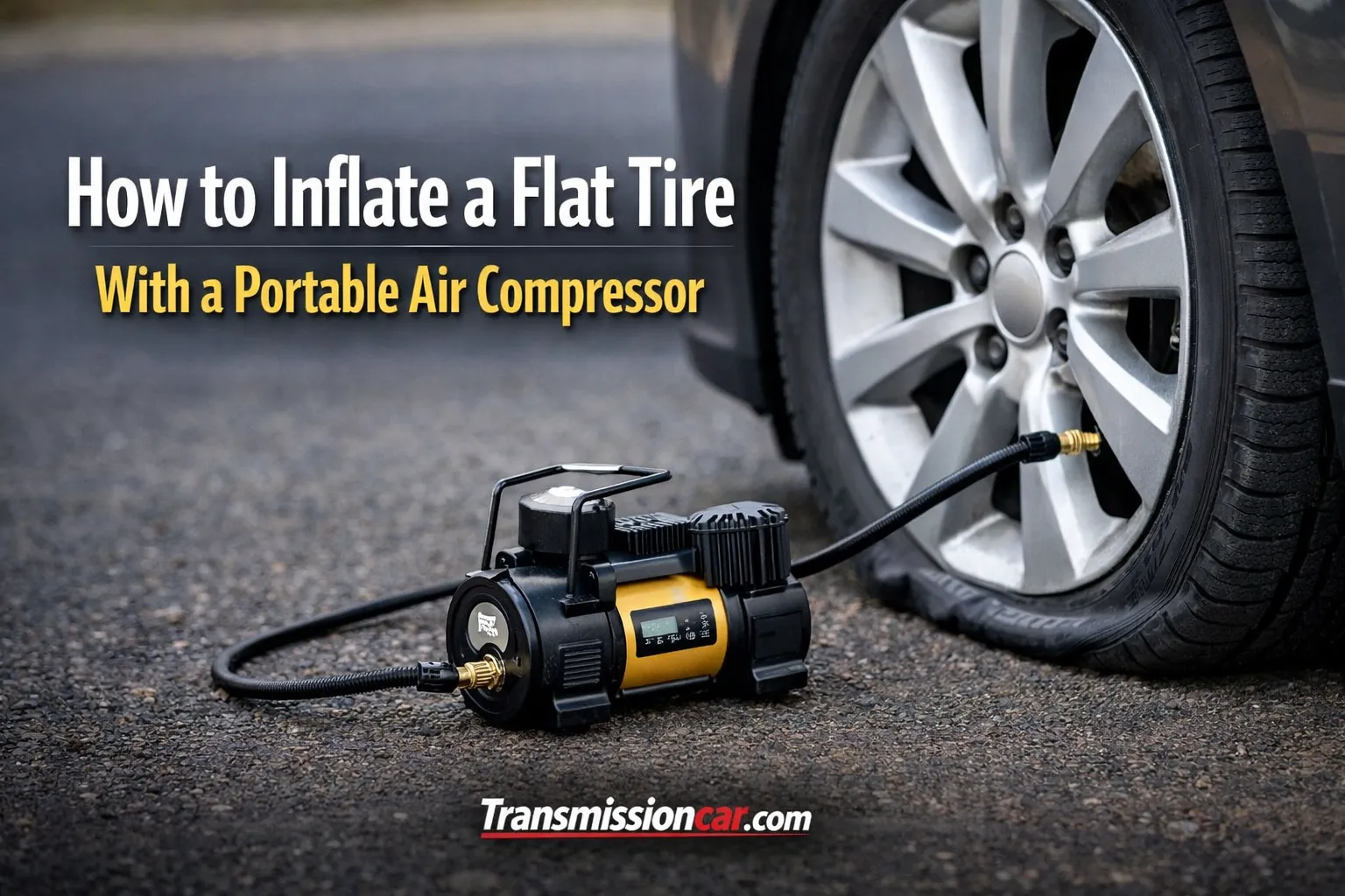 How to Inflate a Flat Tire With a Portable Air Compressor