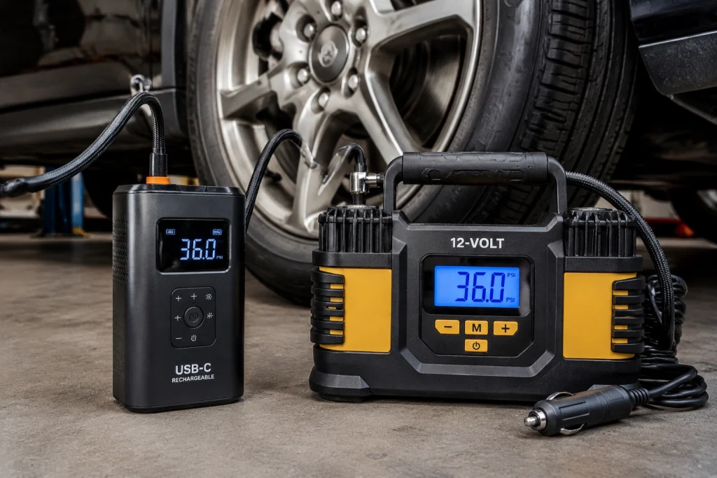 Can USB tire inflator inflate car tires compared with a 12-volt inflator