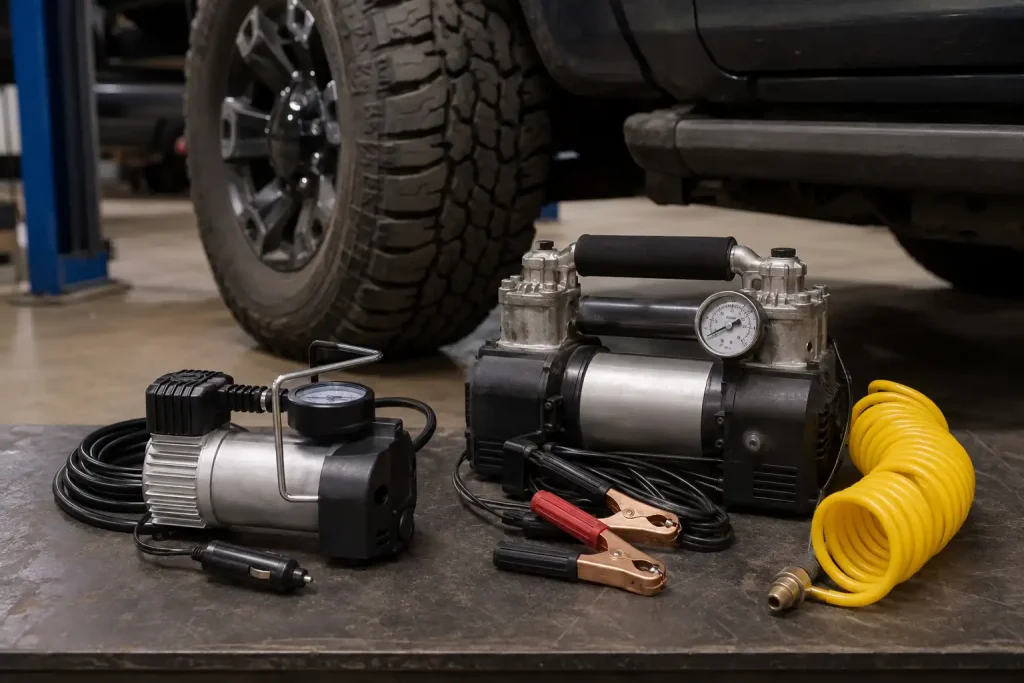Comparison showing whether a tire inflator can inflate truck tires