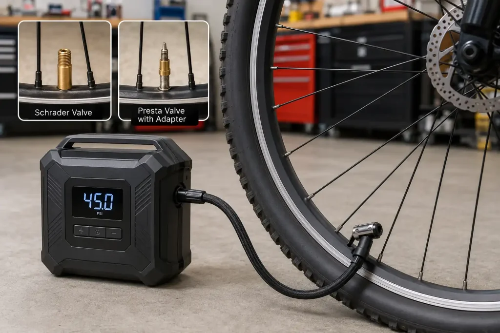 Can a tire inflator inflate bike tires with Schrader and Presta valves