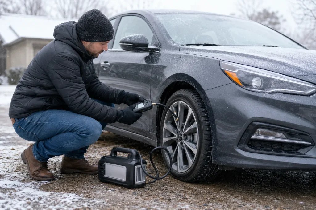 Why does tire pressure drop in winter on a parked vehicle